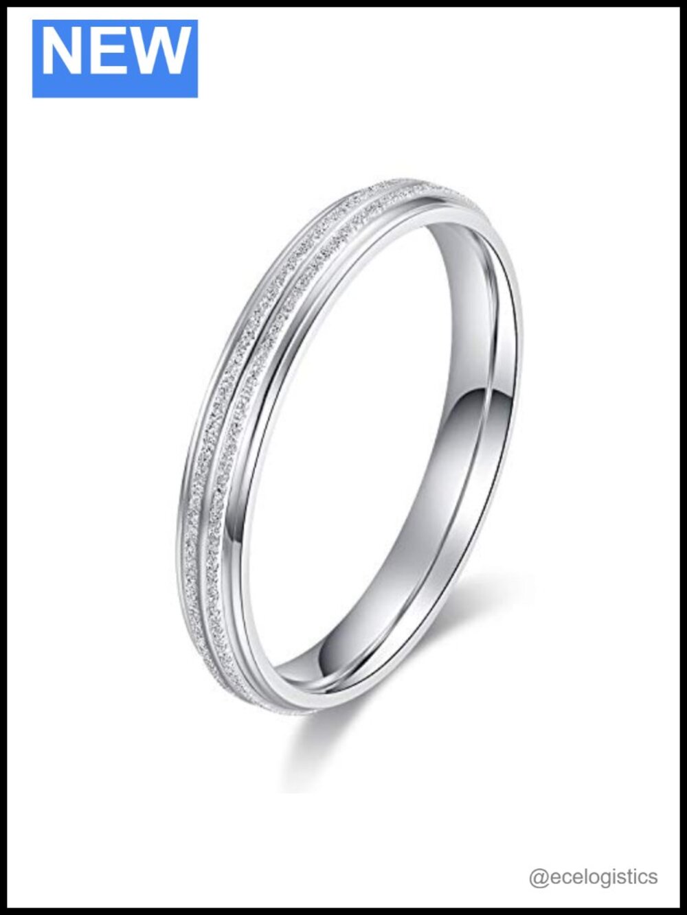 Sterling Silver 3mm Sandblasted Finish Grooved Wedding Band Ring